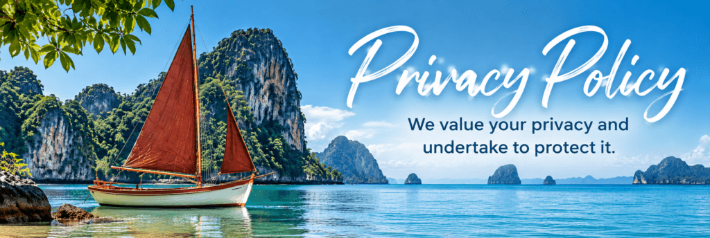Krabi Sailing Privacy Policy banner with traditional sailing boat in tropical Krabi waters